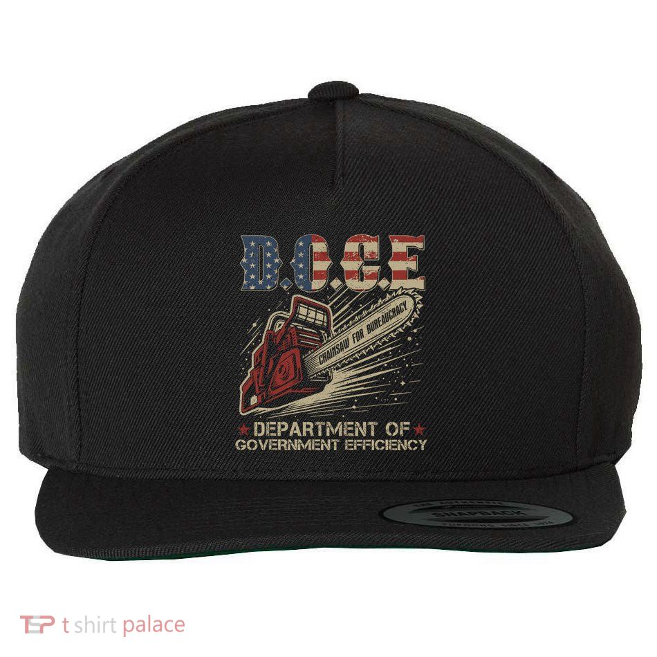 Chainsaw For Bureaucracy Funny D.O.G.E Doge Usa Flag Wool Snapback Cap