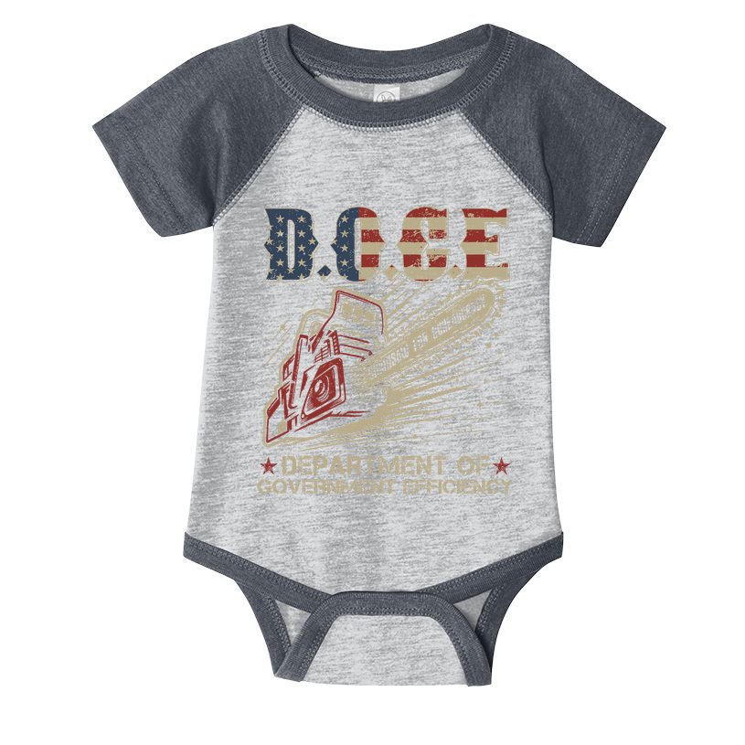 Chainsaw For Bureaucracy Funny D.O.G.E Doge Usa Flag Infant Baby Jersey Bodysuit