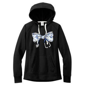 Cute Floral Blue Coquette Bow Stethoscope Nurse Doctor Women's Fleece Hoodie