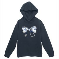 Cute Floral Blue Coquette Bow Stethoscope Nurse Doctor Urban Pullover Hoodie