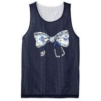 Cute Floral Blue Coquette Bow Stethoscope Nurse Doctor Mesh Reversible Basketball Jersey Tank