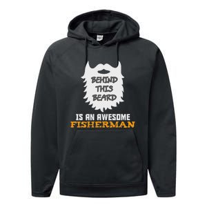 Cute Funny Bearded Fishing Gift Ideas For Birthday And Christmas Performance Fleece Hoodie