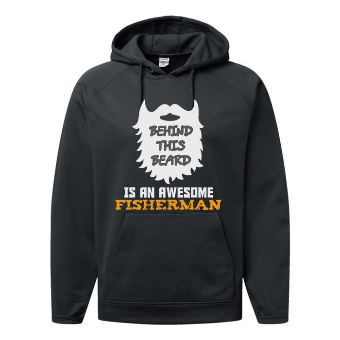 Cute Funny Bearded Fishing Gift Ideas For Birthday And Christmas Performance Fleece Hoodie