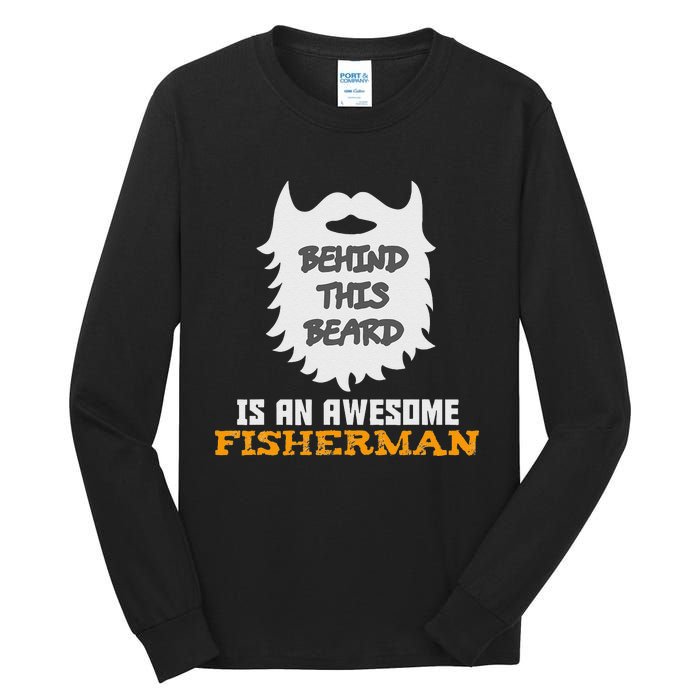 Cute Funny Bearded Fishing Gift Ideas For Birthday And Christmas Tall Long Sleeve T-Shirt