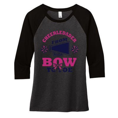 Cheerleader From Bow To Toe Cheerleading Women's Tri-Blend 3/4-Sleeve Raglan Shirt