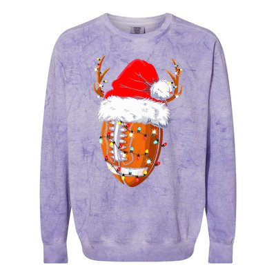 Christmas Football Ball Xmas Lights Funny  Sport  Colorblast Crewneck Sweatshirt