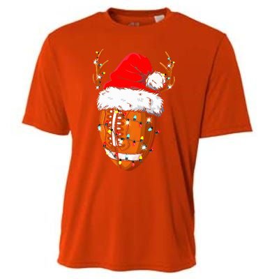 Christmas Football Ball Xmas Lights Funny  Sport  Cooling Performance Crew T-Shirt