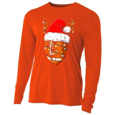 Christmas Football Ball Xmas Lights Funny  Sport  Cooling Performance Long Sleeve Crew