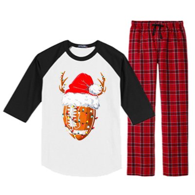 Christmas Football Ball Xmas Lights Funny  Sport  Raglan Sleeve Pajama Set