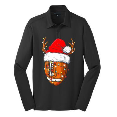 Christmas Football Ball Xmas Lights Funny  Sport  Silk Touch Performance Long Sleeve Polo