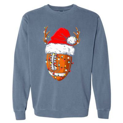 Christmas Football Ball Xmas Lights Funny  Sport  Garment-Dyed Sweatshirt