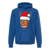 Christmas Football Ball Xmas Lights Funny  Sport  Premium Hoodie