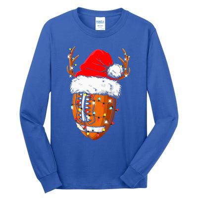 Christmas Football Ball Xmas Lights Funny  Sport  Tall Long Sleeve T-Shirt