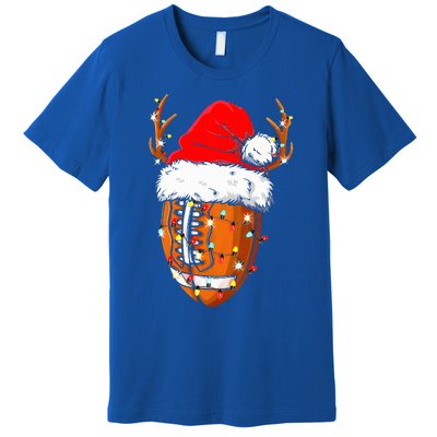 Christmas Football Ball Xmas Lights Funny  Sport  Premium T-Shirt