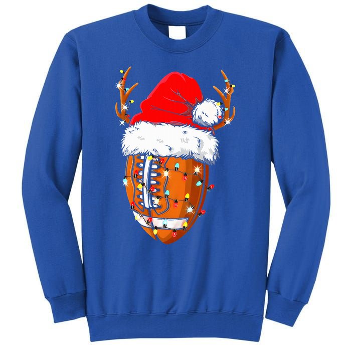 Christmas Football Ball Xmas Lights Funny  Sport  Tall Sweatshirt