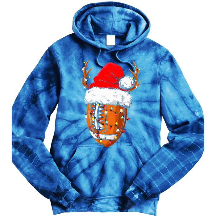 Christmas Football Ball Xmas Lights Funny  Sport  Tie Dye Hoodie