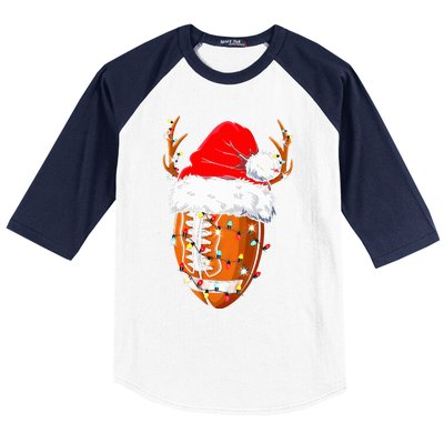 Christmas Football Ball Xmas Lights Funny  Sport  Baseball Sleeve Shirt