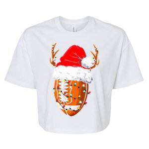 Christmas Football Ball Xmas Lights Funny  Sport  Bella+Canvas Jersey Crop Tee