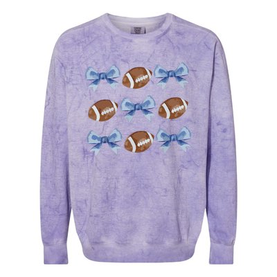 Coquette Football Bow Football Mom Game Day Women Girl Colorblast Crewneck Sweatshirt