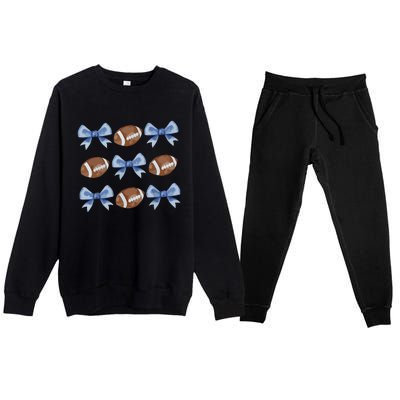 Coquette Football Bow Football Mom Game Day Women Girl Premium Crewneck Sweatsuit Set