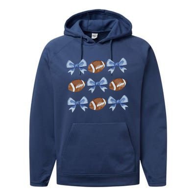 Coquette Football Bow Football Mom Game Day Women Girl Performance Fleece Hoodie