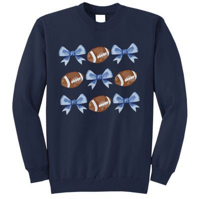 Coquette Football Bow Football Mom Game Day Women Girl Tall Sweatshirt