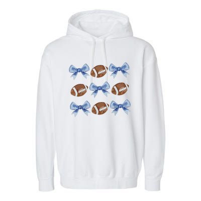 Coquette Football Bow Football Mom Game Day Women Girl Garment-Dyed Fleece Hoodie