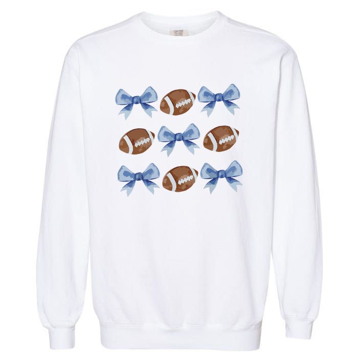 Coquette Football Bow Football Mom Game Day Women Girl Garment-Dyed Sweatshirt