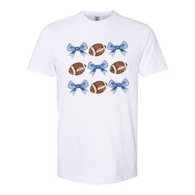 Coquette Football Bow Football Mom Game Day Women Girl Softstyle CVC T-Shirt