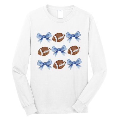 Coquette Football Bow Football Mom Game Day Women Girl Long Sleeve Shirt