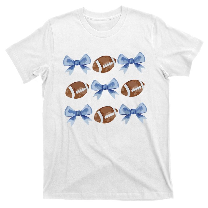 Coquette Football Bow Football Mom Game Day Women Girl T-Shirt