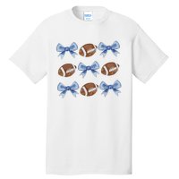 Coquette Football Bow Football Mom Game Day Women Girl Tall T-Shirt