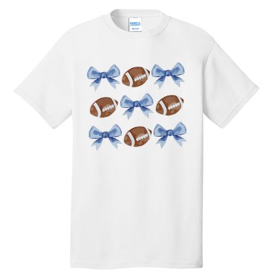 Coquette Football Bow Football Mom Game Day Women Girl Tall T-Shirt