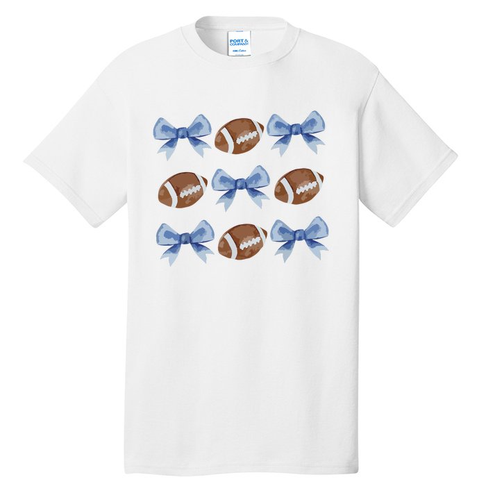 Coquette Football Bow Football Mom Game Day Women Girl Tall T-Shirt