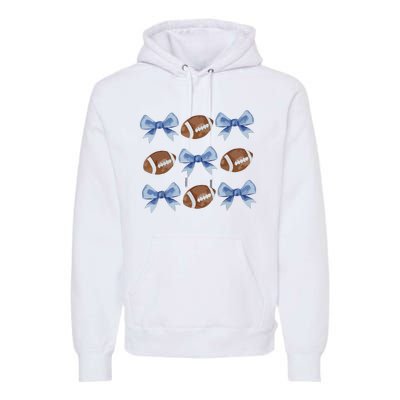 Coquette Football Bow Football Mom Game Day Women Girl Premium Hoodie