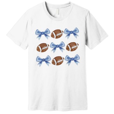 Coquette Football Bow Football Mom Game Day Women Girl Premium T-Shirt