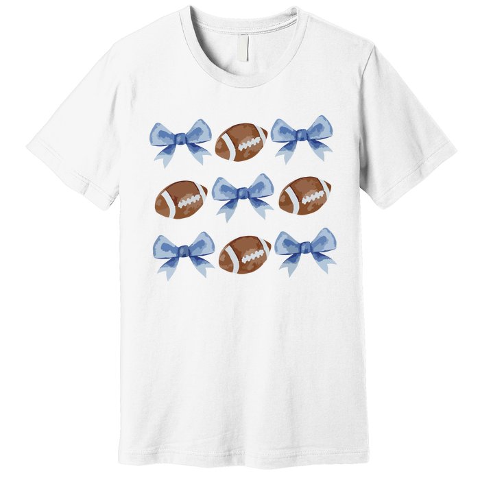 Coquette Football Bow Football Mom Game Day Women Girl Premium T-Shirt