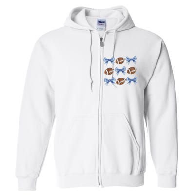 Coquette Football Bow Football Mom Game Day Women Girl Full Zip Hoodie