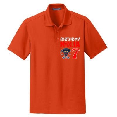 Cute Funny Birthday Ninja For 7 Year Old Little Ninja 7th Birthday Dry Zone Grid Polo