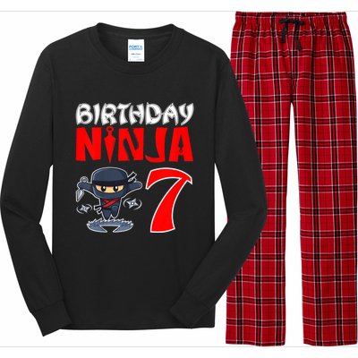 Cute Funny Birthday Ninja For 7 Year Old Little Ninja 7th Birthday Long Sleeve Pajama Set