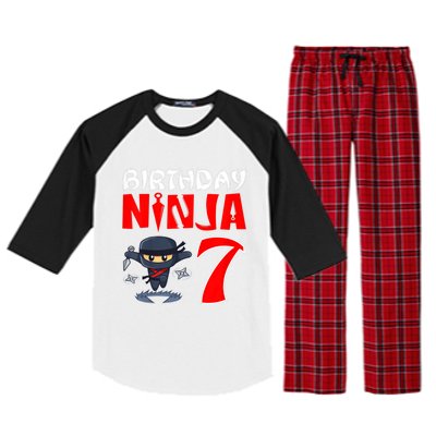 Cute Funny Birthday Ninja For 7 Year Old Little Ninja 7th Birthday Raglan Sleeve Pajama Set