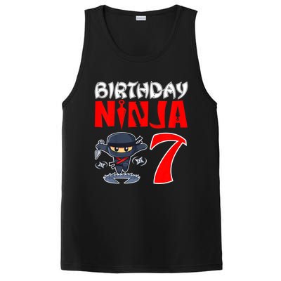 Cute Funny Birthday Ninja For 7 Year Old Little Ninja 7th Birthday PosiCharge Competitor Tank