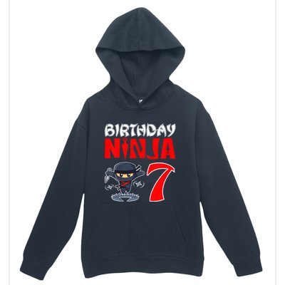 Cute Funny Birthday Ninja For 7 Year Old Little Ninja 7th Birthday Urban Pullover Hoodie