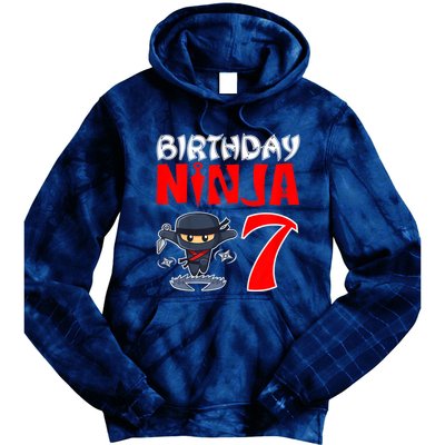 Cute Funny Birthday Ninja For 7 Year Old Little Ninja 7th Birthday Tie Dye Hoodie