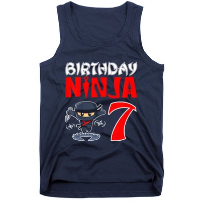 Cute Funny Birthday Ninja For 7 Year Old Little Ninja 7th Birthday Tank Top