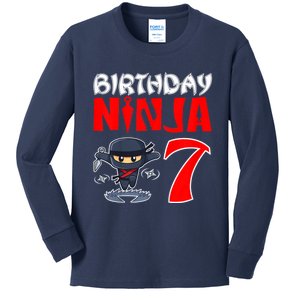 Cute Funny Birthday Ninja For 7 Year Old Little Ninja 7th Birthday Kids Long Sleeve Shirt