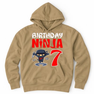 Cute Funny Birthday Ninja For 7 Year Old Little Ninja 7th Birthday Hoodie