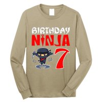 Cute Funny Birthday Ninja For 7 Year Old Little Ninja 7th Birthday Long Sleeve Shirt