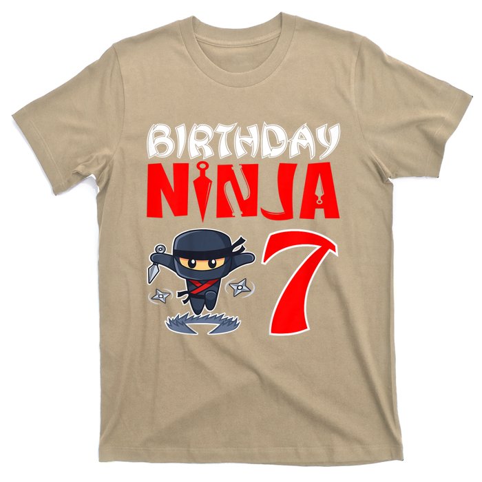 Cute Funny Birthday Ninja For 7 Year Old Little Ninja 7th Birthday T-Shirt