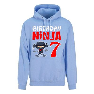 Cute Funny Birthday Ninja For 7 Year Old Little Ninja 7th Birthday Unisex Surf Hoodie